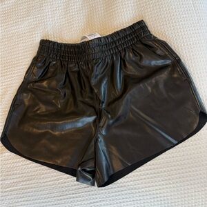 Abercrombie & Fitch Vegan Leather Dolphin-Hem Shorts
